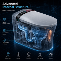 Abattant de toilettes intelligent en céramique avec siège chauffant, veilleuse, télécommande, fonctionnement automatique, pour cuvette allongée, drainage S-Trap/P-Trap