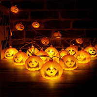Guirlandes lumineuses LED en forme de citrouille, décoratives pour Halloween et le Festival des Fantômes, à piles, lumières féériques