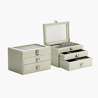 Boîte de rangement pour bijoux en bois MDF de luxe personnalisée en bambou, plateau en bois peint, écologique