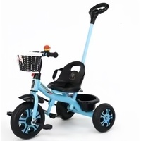 Vélo à pédales tricycle en plastique et métal, vente directe usine, pour enfants de 2 à 6 ans, avec barre de poussée unique, couleur et logo personnalisables pour garçons et filles