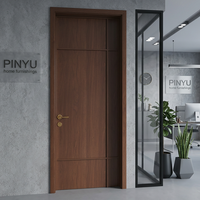 Porte de placard en bois massif avec verre rainuré noyer foncé pour chambre, dressing ou bureau ouvert