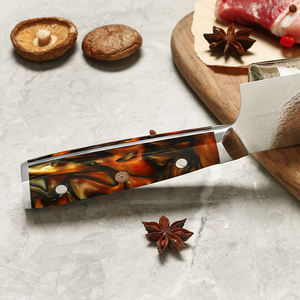 Pisau dapur Amber Damaskus 73 Lapis pisau Kiritsuke Jepang dengan pegangan kayu Resin - Product Image 4