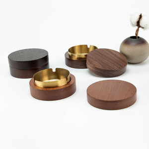 Cendrier moderne de luxe avec couvercle en bois <span class=keywords><strong>massif</strong></span> haut de gamme léger et anti-cendres volantes pour les entreprises et la maison Style chinois créatif - Product Image 4