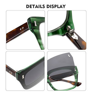 2025 yeni el yapımı saf asetat optik yüksek kaliteli gözlük çerçeveleri güneş gözlüğü takım 2 1 manyetik TAC klip güneş gözlüğü - Product Image 5