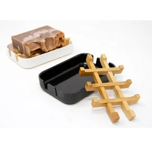 Biodegradable Amazon Hot Selling Sustainable Bamboo Wood Bathroom Bar Soap Dish Holder Case Box With Draining Tray