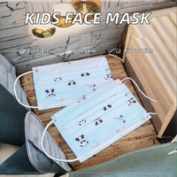 Masques jetables pour enfants confortables et respirants à 3 couches anti-poussière avec clip nasal réglable, motif de dessin animé mignon imprimé