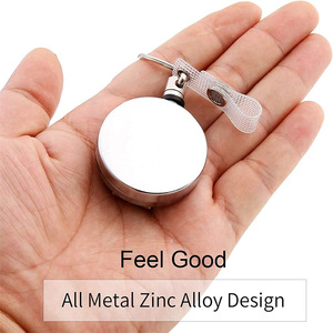 4cm Heavy Duty <b>Metal</b> Wire Rope Retractable Badge <b>Roller</b> with Easy-Pull Buckle and Back Clip for Anti-Loss Keychain - Product Image 3