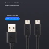 Produsen grosir jaket PVC kabel pengisian cepat & kabel Data ponsel tipe C satu untuk dua USB dengan pelindung anyaman