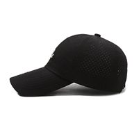 Casquette de baseball vintage de haute qualité pour l'extérieur, en nylon perforé au laser, séchage rapide, UPF 50+, noire, imperméable, avec broderie de lettres