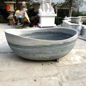 Customized Hot Tub Factory Oval Natural Stone <strong>Bathtub</strong> Freestanding 2 People Large Beige Marble <strong>Bathtub</strong> - Product Image 5