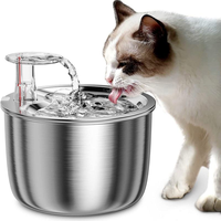 Fontaine à eau pour animaux de compagnie en acier inoxydable 304 de qualité alimentaire, 2 L, silencieuse, à circulation d'eau, pour chats, petits chiens, intérieur