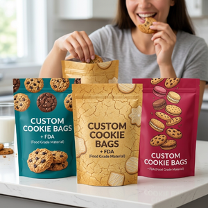 Custom Printed Resealable Plastic Cookie Bags Flat Pouch with Zipper Moisture Proof Wholesale Factory Supply for Biscuits Candy - Product Image 2