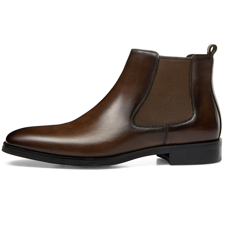 Bottes en cuir de style tendance pour hommes coussins en peau de porc confortables chaussures de qualité faites à la main bottes pour hommes bottes en cuir à souffle pour hommes