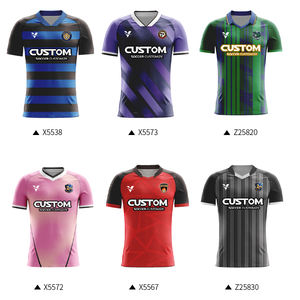 Футбольная форма на заказ с сублимационной печатью, дышащая, мужская, из жаккардовой ткани, с вышитым логотипом Z25993 - Product Image 3