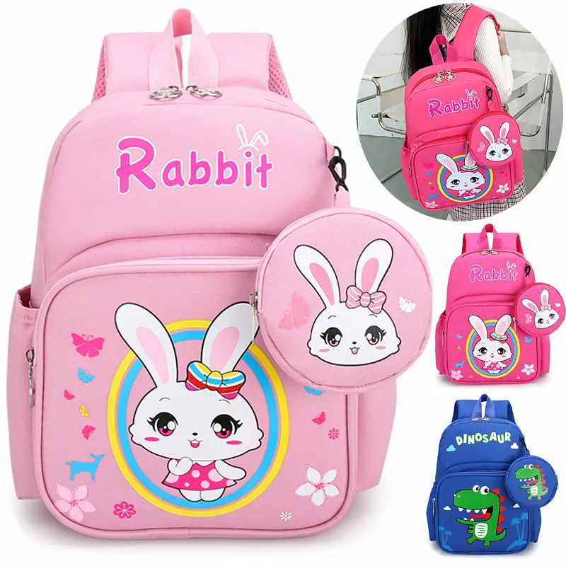 Printed cute cartoon Pupil children's ridge protection bts backpack kids school bags with coin purse for girl