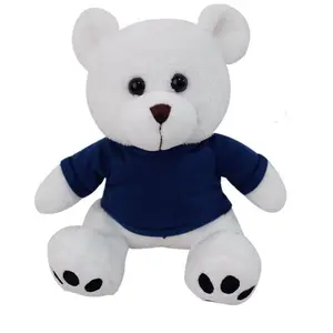 Private Label OEM Sublimation Polar Bear T shirt With LOGO Wholesale Cheap Custom Soft Plush White Stuffed Bear