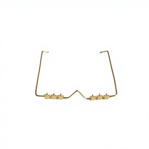 Gold Plated Brass Rimless Facelet Wavy Half <b>Frame</b> Lightweight Accessory for Women - Product Image 1