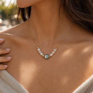 Collar <span class=keywords><strong>de</strong></span> Clavícula con Cuentas <span class=keywords><strong>de</strong></span> Piedra Natural <span class=keywords><strong>de</strong></span> Concha, Abalón y Ojo <span class=keywords><strong>de</strong></span> Gato, Personalizado, al por Mayor, para Mujer, <span class=keywords><strong>de</strong></span> Temperamento Elegante - Product Image 4