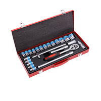 Ensemble d'outils de réparation automobile 24 pièces en acier au chrome-vanadium, à entraînement 1/2 pouce, avec clé à cliquet et outils à main, vente en gros directe usine