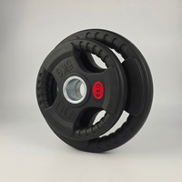 Plaque de poids en caoutchouc en gros 1,25-25 kg, 3 poignées, triple grip antidérapant pour équipement de fitness à domicile et commercial