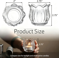 12 ensembles/boîte de bougeoirs en verre en forme de tulipe, porte-bougies chauffe-plat transparents en gros, récipients à bougies en verre épais