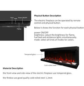 <span class=keywords><strong>Chimenea</strong></span> eléctrica de vidrio de 3 lados empotrada o independiente de vidrio templado de llama artificial personalizada de alta calidad - Product Image 6