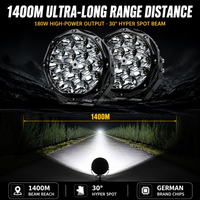Vente en gros de phares de travail LED pour camions tout-terrain, personnalisés, 7 pouces, 120W, 1400M, faisceau hyper spot, étanches IP68, 12V 24V