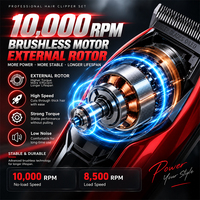 Tondeuse à cheveux sans fil professionnelle MRY à rotor externe, tondeuse de barbier avec lame en T, 10000 tr/min, lame DLC, kit de coupe sans fil