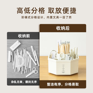 Rotating <b>Pen</b> Holder Plastic Square Shape Digital Printing Office Desktop Storage Box For Students - Product Image 5