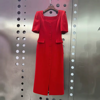 Nouvelle Robe Longue Élégante pour Femme Automne-Hiver, Col Carré Sexy, Tendance et Chic