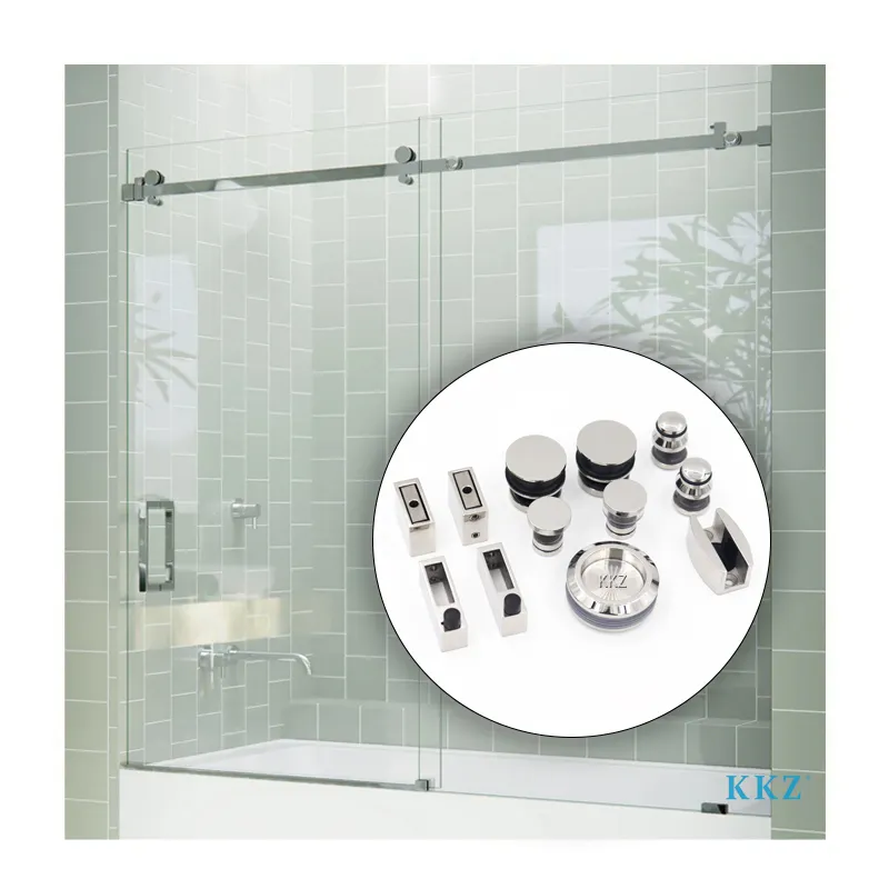 KKZ A002 Set di raccordi per doccia a specchio lucido Set di accessori per porte doccia in vetro senza telaio turn on hardware scorrevole