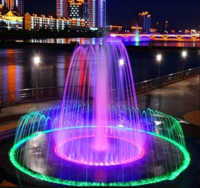 Fuente Redonda Pequeña para Exteriores, Fuente Danzante con LED, Chorro de Agua Musical para Decoración de Jardín, Patio o Piscina de Villa
