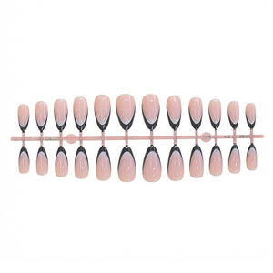 Offre Spéciale – <span class=keywords><strong>Faux</strong></span> <span class=keywords><strong>Ongles</strong></span> Courts Noirs Style Minimaliste Nude, Doux et Tendance, en Résine, à Presser, Forme Amande, Amovibles, Couverture Complète - Product Image 3