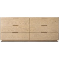 Commode RH Furniture haut de gamme en chêne à 6 tiroirs, commode à tiroirs de taille personnalisable, unité de rangement en bois dur naturel avec poignée en laiton de luxe