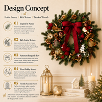 Guirlande de Noël artificielle de luxe avec nœud bordeaux, ornements en oranges séchées, cannelle et pommes de pin pour la décoration de la porte d'entrée ou de la cheminée