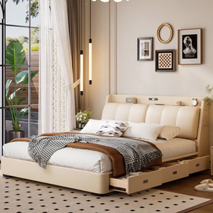 Mobilier de salon Cadre de <span class=keywords><strong>lit</strong></span> avec <span class=keywords><strong>veilleuse</strong></span> pratique pour <span class=keywords><strong>adulte</strong></span> Prix de gros Lits king rembourrés modernes personnalisés - Product Image 2