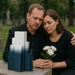 โกศเรซิ่นทันสมัยทรงยอดเขาสำหรับบรรจุอัฐิมนุษย์-ฐานปิดผนึกแน่นหนา สีฟ้าขาว ขนาดใหญ่ สำหรับเก็บรักษาเป็นที่ระลึกงานศพ - Product Image 6