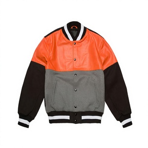 Chaqueta universitaria de béisbol personalizada para hombre KVJ105, moda de escuela secundaria, lana de invierno, cuero, sin cuello, bordado ecológico - Product Image 1
