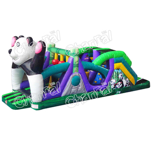 Comercial inflable Adventure Park Slide Bouncer Combo Panda Themed PVC carrera de obstáculos inflable para parques de trampolín - Product Image 1
