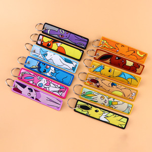 Porte-clés en tissu Pokémon Anime avec étiquette tissée, <span class=keywords><strong>accessoire</strong></span> pour l'école et le campus - Product Image 1