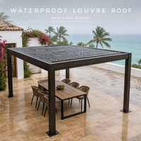 Pergola de jardin moderne imperméable avec toit à lames orientables télécommandées, système bioclimatique en aluminium pour l'ombrage des terrasses arrière-cour