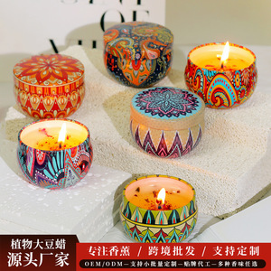 Scented Candles Round Bohemian Style Dried Flower Fragrance Soy Wax Gift Set for Home Decor - Product Image 4