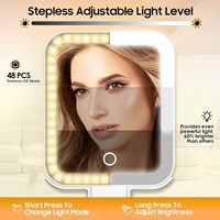 MF32 Dreifarbige Tischlampe mit Berührungssensor Kosmetik-Schminkspiegel LED Beidseitig Vergrößernd Klappbar