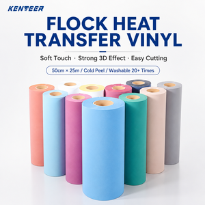 Rouleau de vinyle thermocollant Kenteer en gros, effet 3D pelucheux, <span class=keywords><strong>pour</strong></span> T-shirts, films HTV <span class=keywords><strong>pour</strong></span> la personnalisation de vêtements et la conception par <span class=keywords><strong>presse</strong></span> à <span class=keywords><strong>chaud</strong></span> - Product Image 1