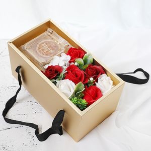 Regalo de boda Set cumpleaños artificiales de Rose la cabeza Rosa jabón de la flor con tarjeta de felicitación - Product Image 5