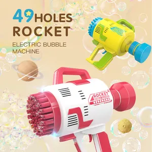 48 Holes Rocket Bubble Gun Summer Outdoor Toy Musical Light Up Bubble Machine Gun For Birthday Parties Wedding