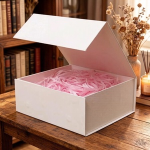 White Embossed Recyclable Gift <b>Box</b> with Lids Collapsible Groomsmen Proposal Magnetic Closure Large for Wedding Birthday <b>Presents</b> - Product Image 1