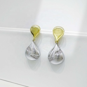 Boucles d'oreilles pendantes en argent S925 plaqué or, motif goutte d'eau, tendance, uniques, style western, cœur, fleur, mode - Product Image 4