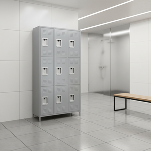 Casier industriel en acier laminé à froid à 9 portes, style américain avec pieds, couleur et taille personnalisables, robuste pour salle de sport, vestiaire, entrepôt - Product Image 1
