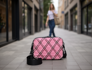 Borsa a tracolla da donna in plastica da 7 pollici con motivo a reticolo di diamanti, resistente all'acqua, alla moda, per tutte le stagioni - Product Image 2